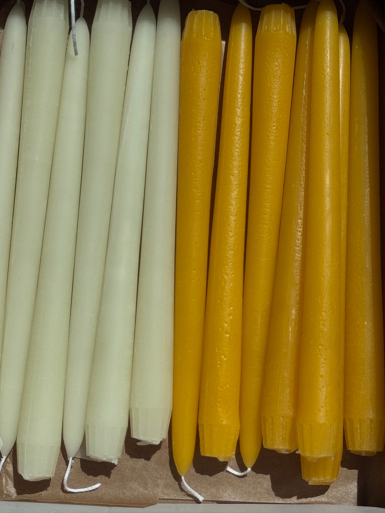 100% Pure California Beeswax Taper Candles - Set of 6