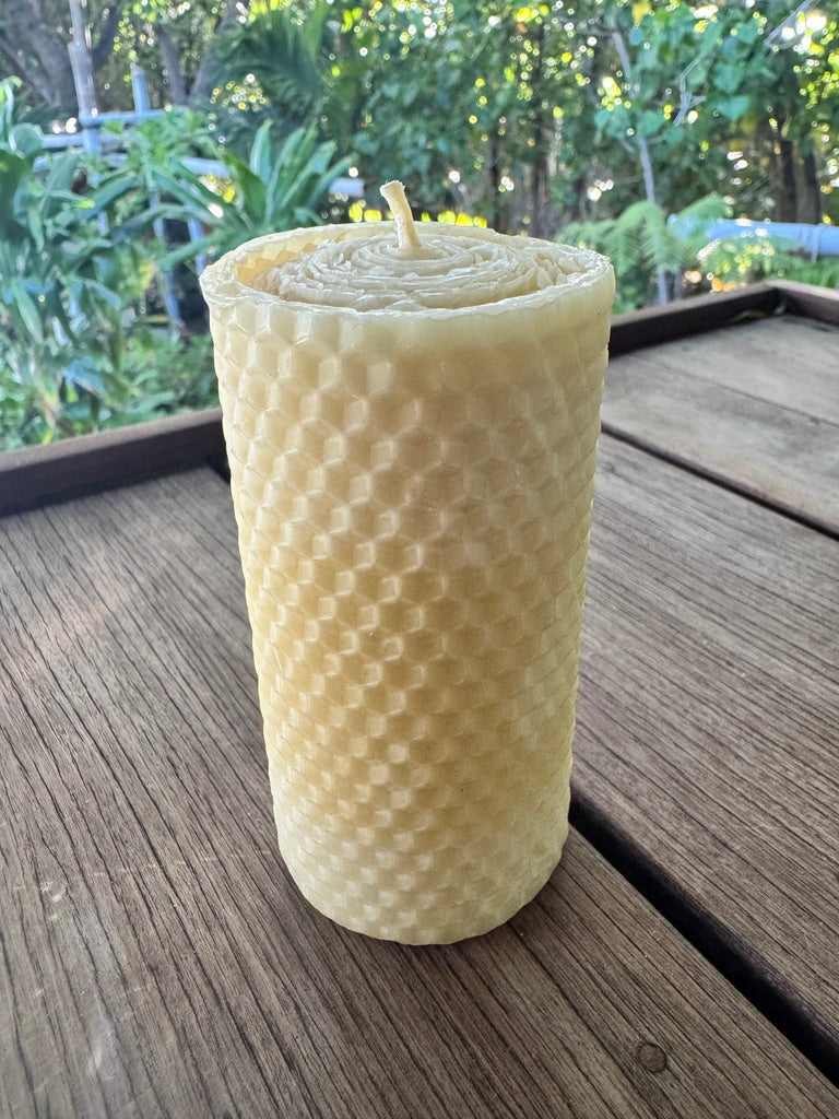 Golden Glow Beeswax Pillar Candle – 4”