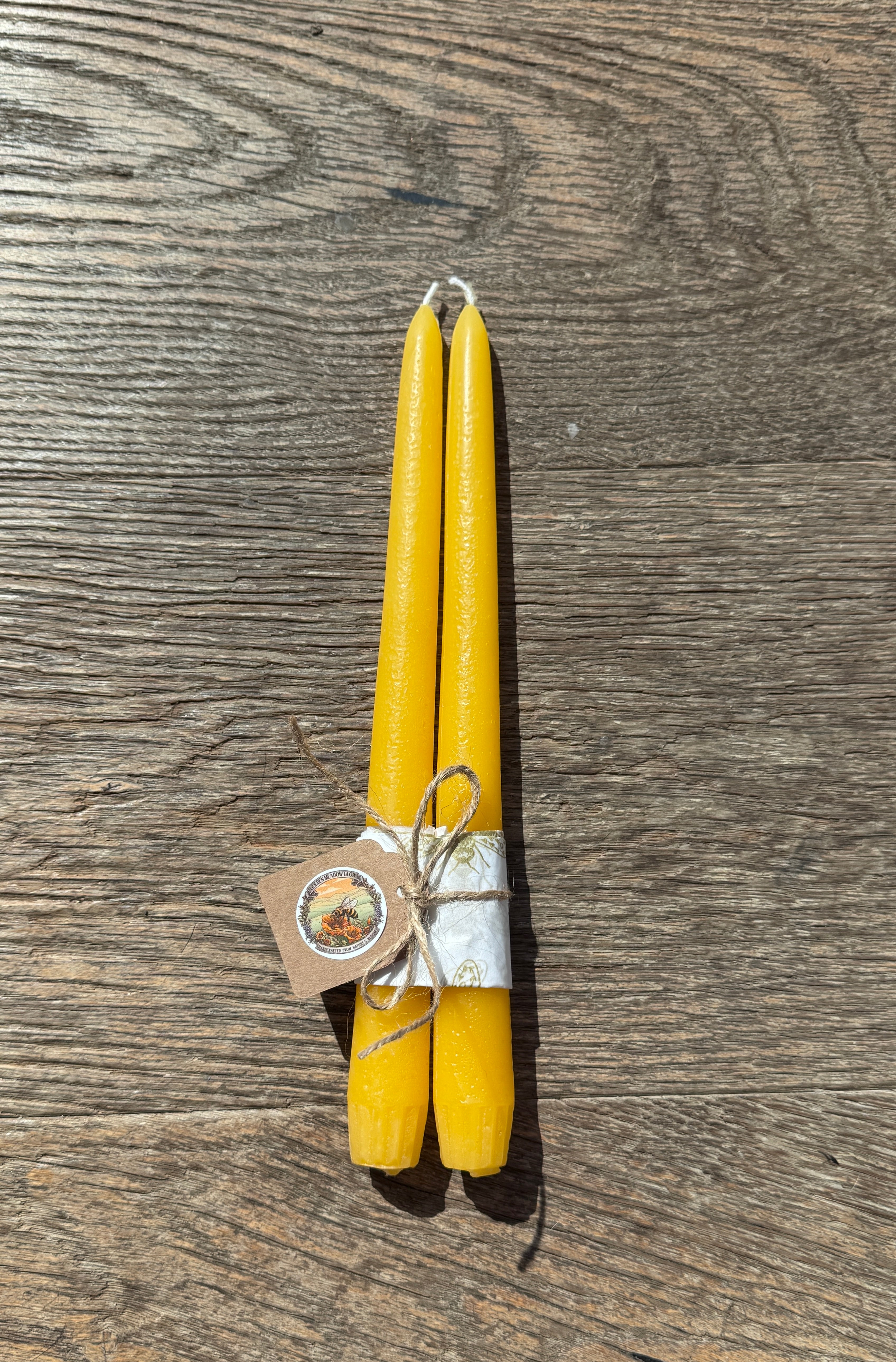 100% Pure California Beeswax Taper Candles - Set of 6