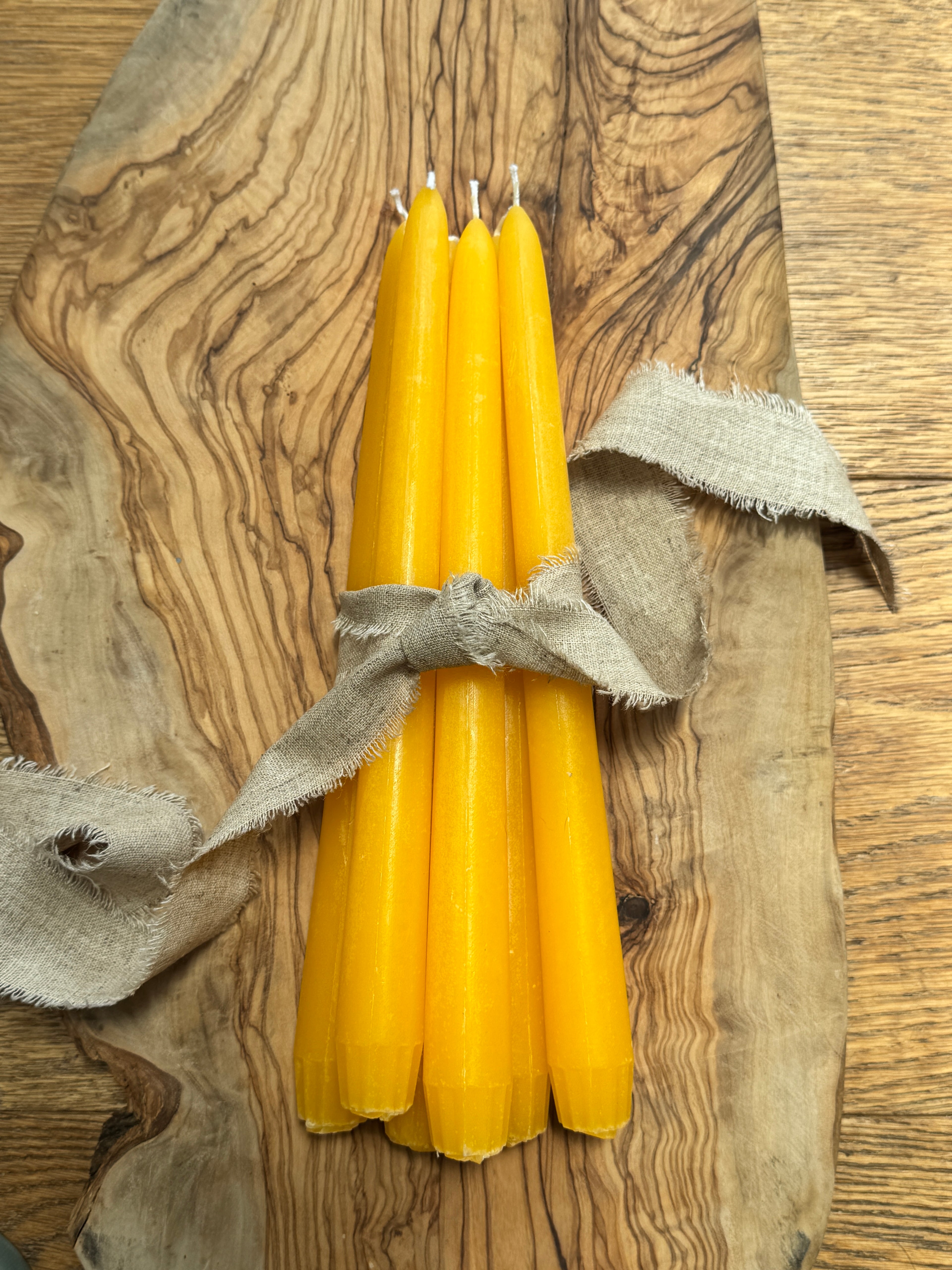 Meadow Glow Hand-Poured Beeswax Tapers – Set of 6