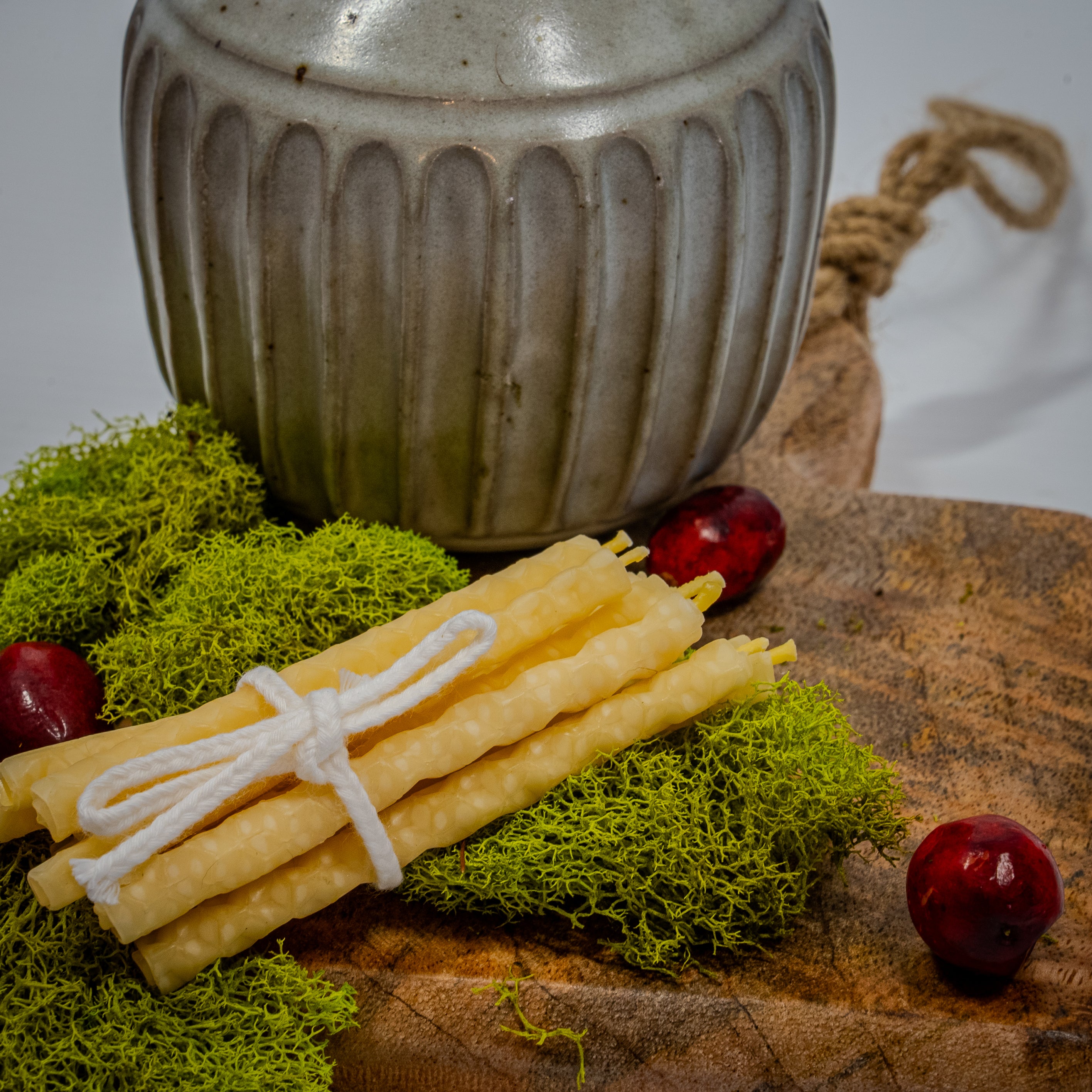 Hand-Rolled Beeswax Birthday Candles – 12 Pack, 3" Pure Glow