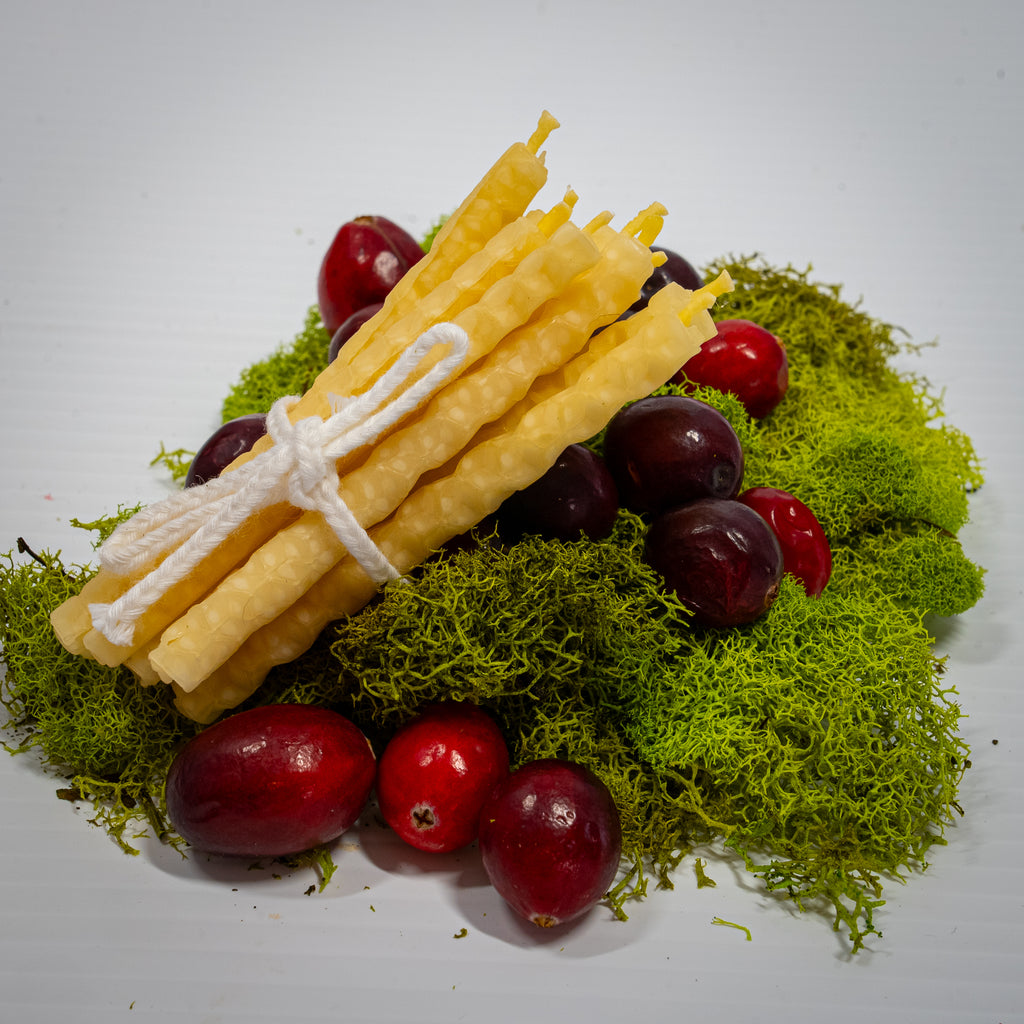 Hand-Rolled Beeswax Birthday Candles – 12 Pack, 3" Pure Glow