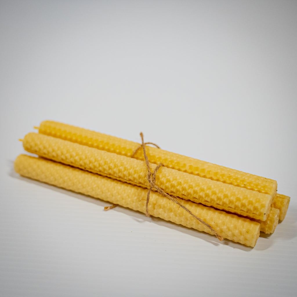 Hand-Rolled Beeswax Birthday Candles – 12 Pack, 3" Pure Glow