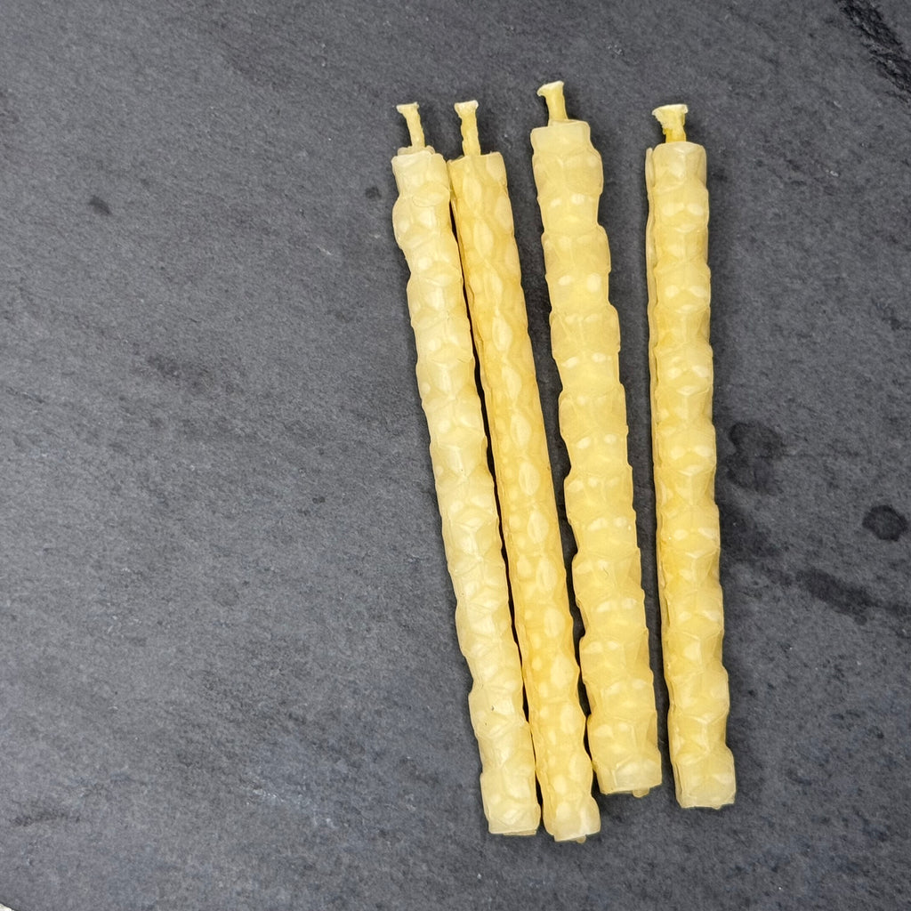 Hand-Rolled Beeswax Birthday Candles – 12 Pack, 3" Pure Glow
